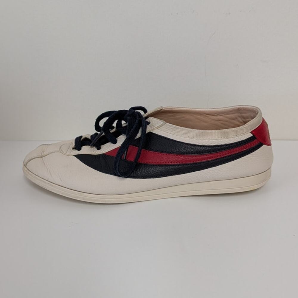 Gucci Falacer Web Low Top Sneakers Unisex Mens US 7/EU40 Leather Striped Logo - Picture 5 of 9